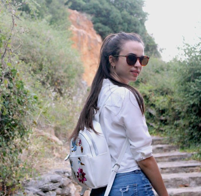 Climbing up the stairs in Fodele