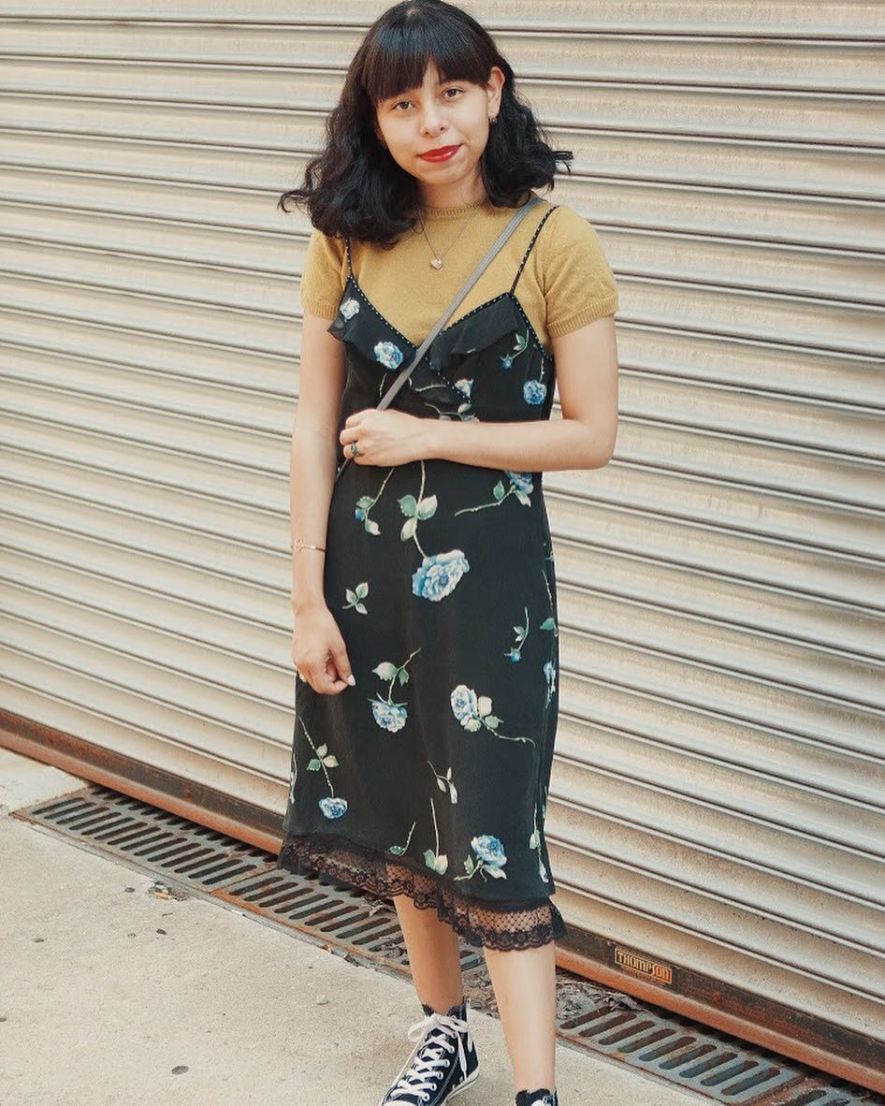 Black Slip Dress Outfit With Black Converse