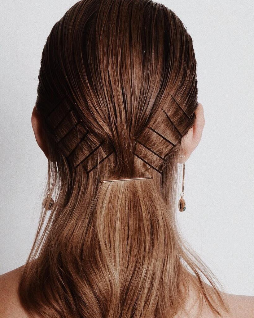 slick back hair with bobby pins