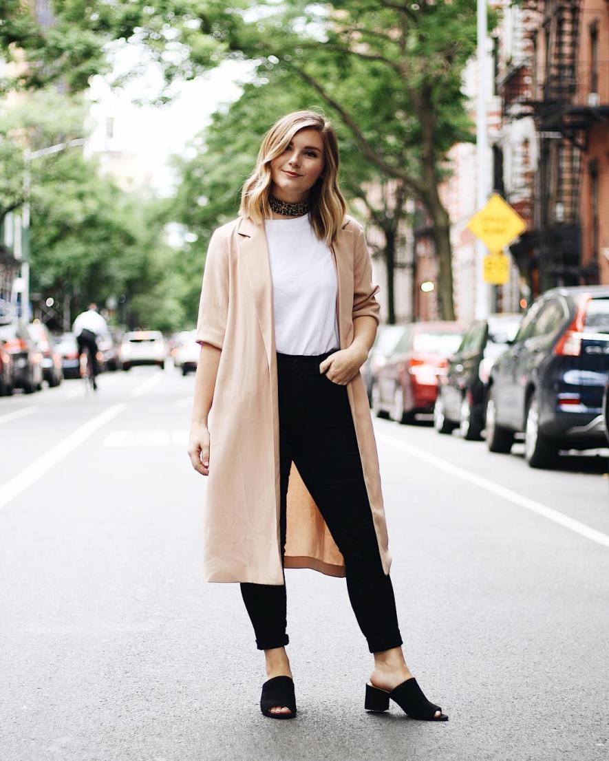 maxi jacket and basics look 