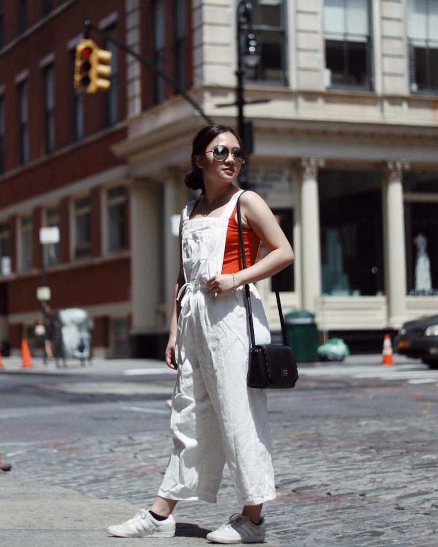 All White Overalls Outfit