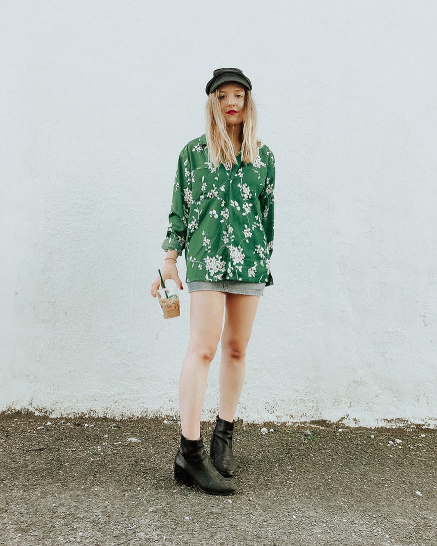 Floral Shirt and Skirt Back to School Outfit