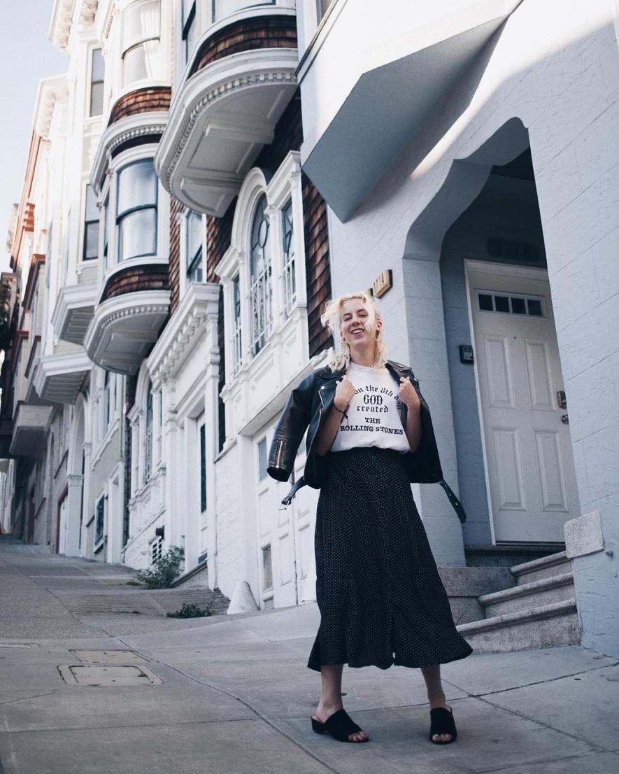 Fall Skirt Outfit Maxi and Leather Jacket