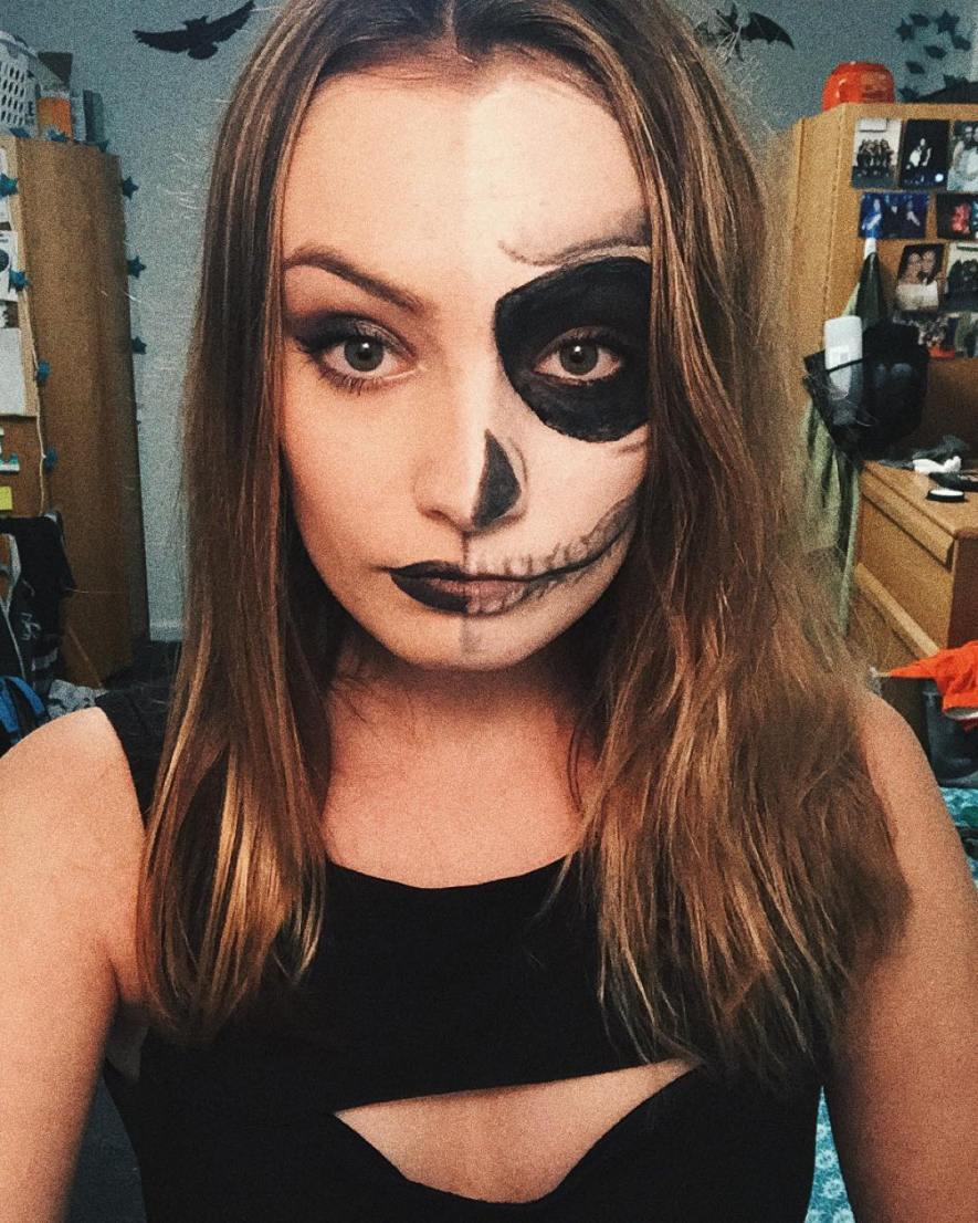 half face skull makeup