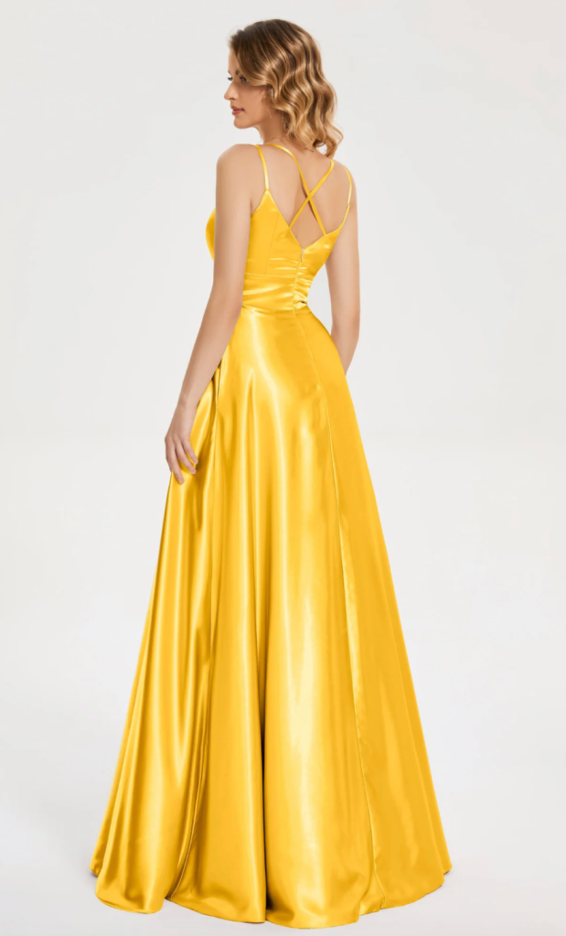 yellow satin dress